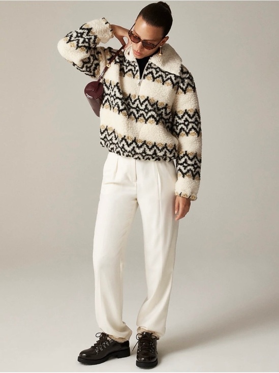 J. Crew Tops - J.Crew Jacquard-print Sherpa Half-zip Fleece Pullover size XS